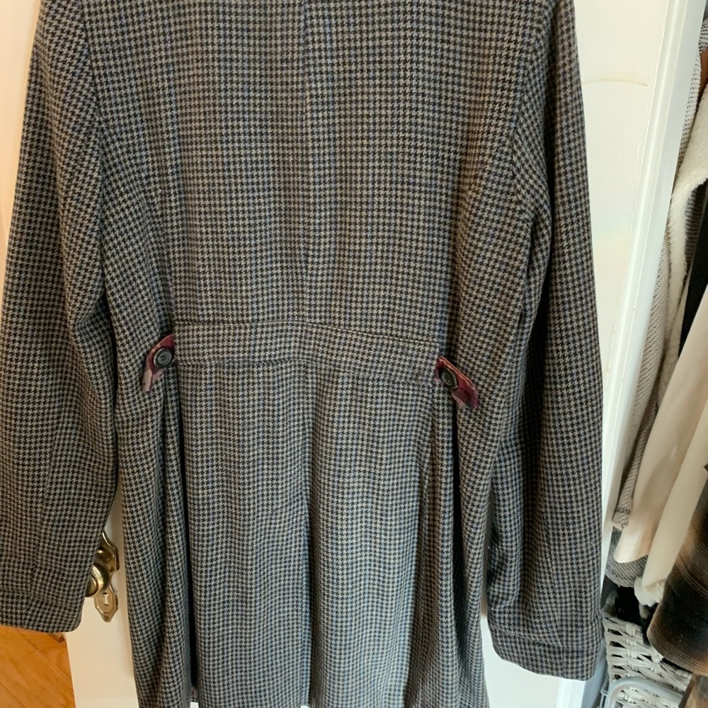 Small Plaid Mid Thigh Button Down Jacket - image 3